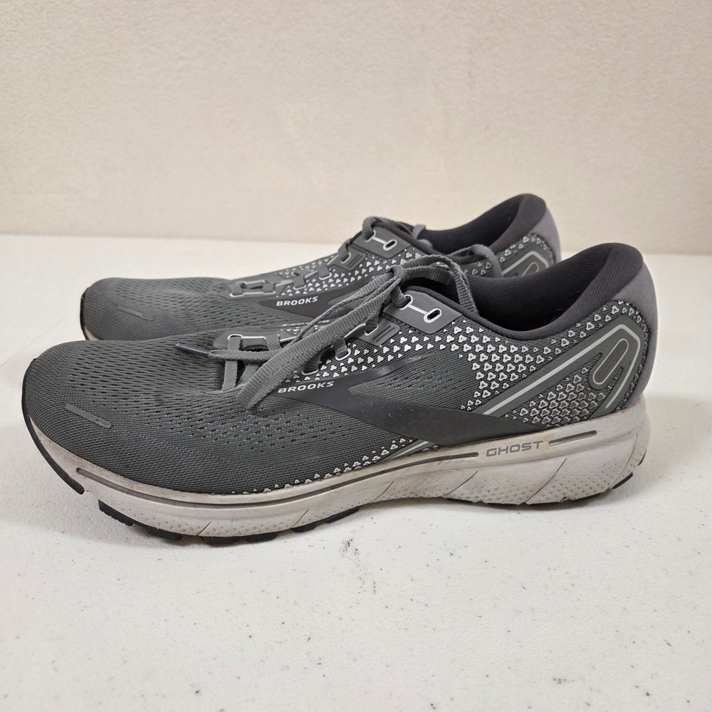Brooks Ghost 14 Mens 13 Wide 2E Grey Ebony Running Shoes 1103692E0756
